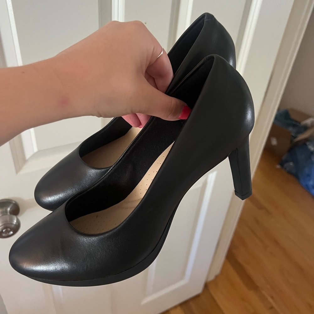 Clarks Collection Black Leather Heels
